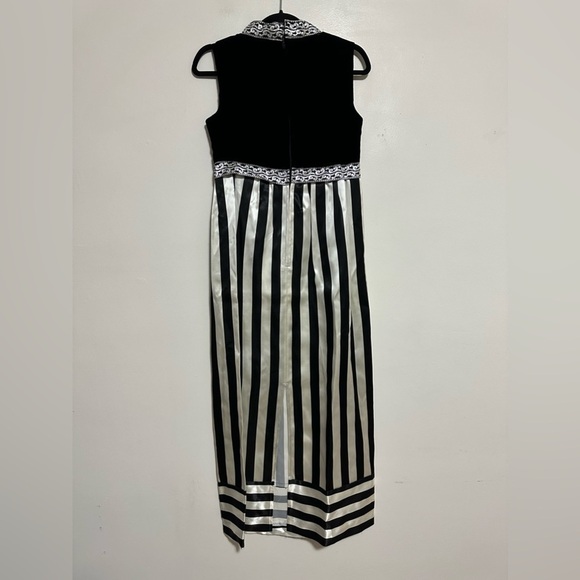 Vintage 70s Handmade Mod Sleeveless Maxi Column Dress Striped - Picture 3 of 4